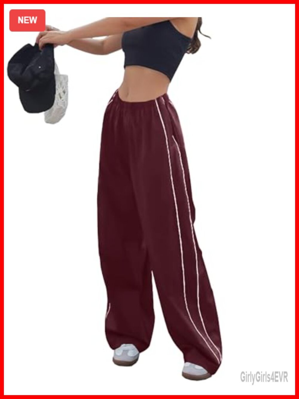 Y2K Baggy Track Pants Wide Leg Parachute Jogger Sweatpants